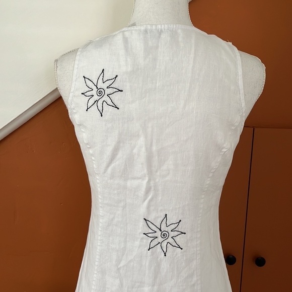 Madewell Linen Button Midi Embroidered Dress in Size 2 White Boho Square Neck - Picture 8 of 12